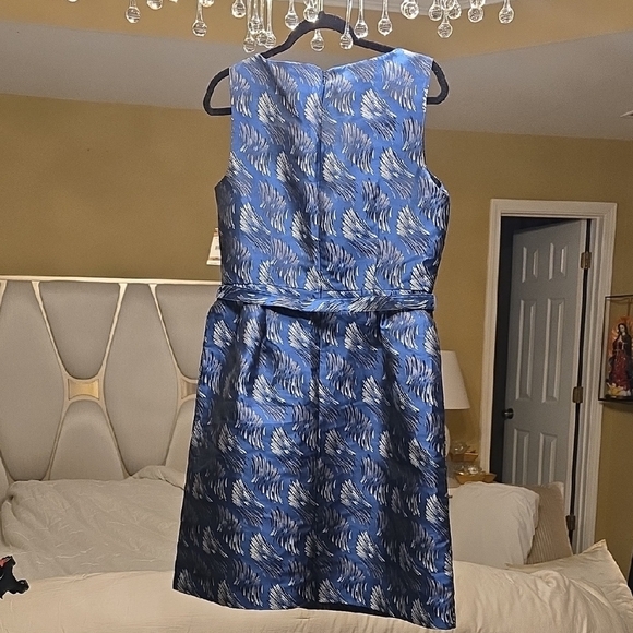Anne Klein Blue and Black Patterned Mini Dress - Picture 6 of 16
